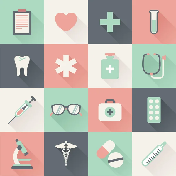 Set of flat medical icons — Stock Vector