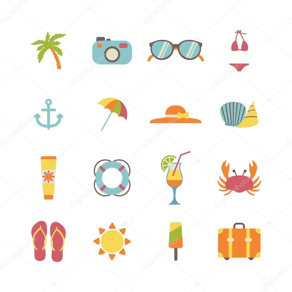 Set of beach holiday icons