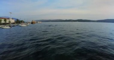 View on Boka bay in Tivat at the sunset - DCI 4K, Wide, Pan