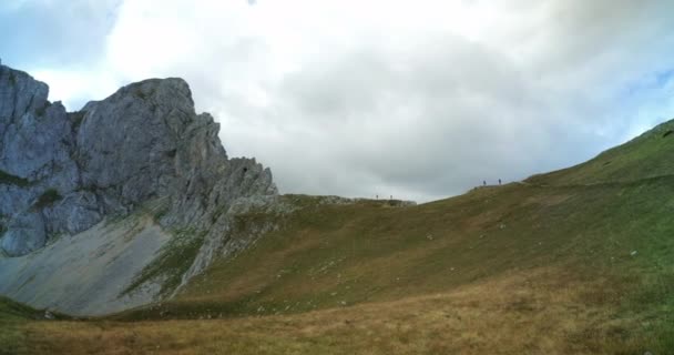 Ultra-wide view of Savin Kuk mountain top on a cloudy day in Durmitor National Park, Montenegro - 4K DCI — Stok video
