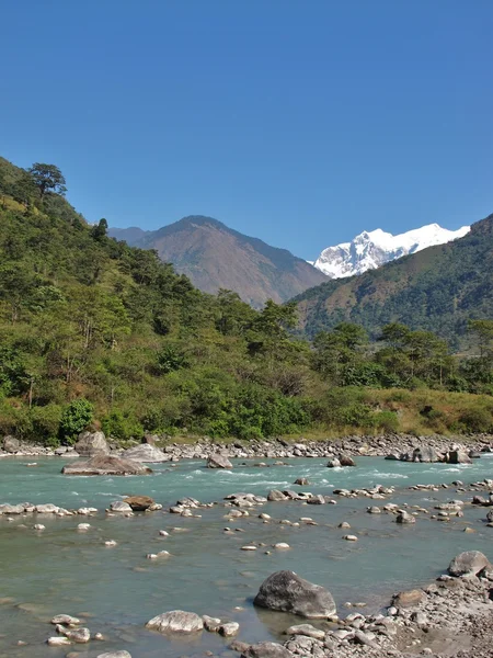 Bellissimo fiume blu Marsyangdi, Nepal — Foto Stock