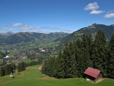 Gstaad, teleferik yaz, orman içinde görünüm