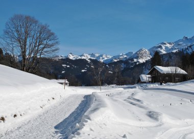 Kış manzarası braunwald, glarus canton içinde