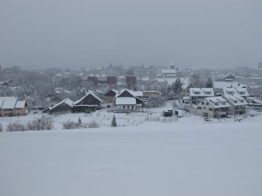 bir kış günü kar yağışı Wetzikon