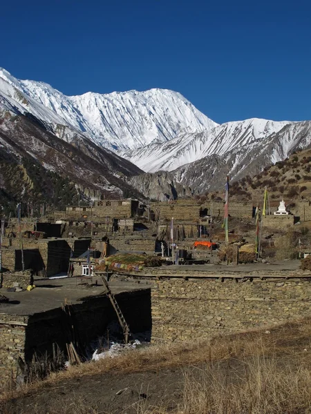 Syn på khangsar och tilicho peak — Stockfoto