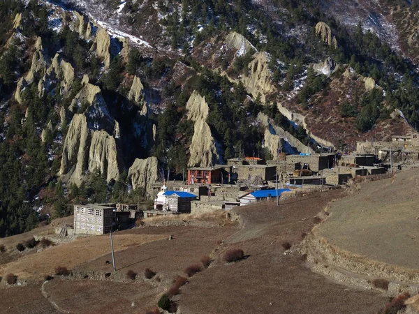 Köy Khangsar, Nepal Stok Resim