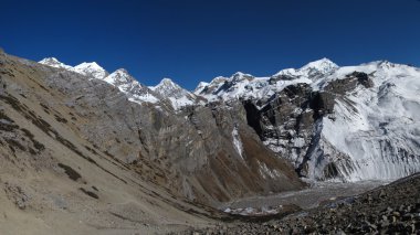 Mountain panorama on the way from Thorung Phedi to the Thorung La Pass clipart