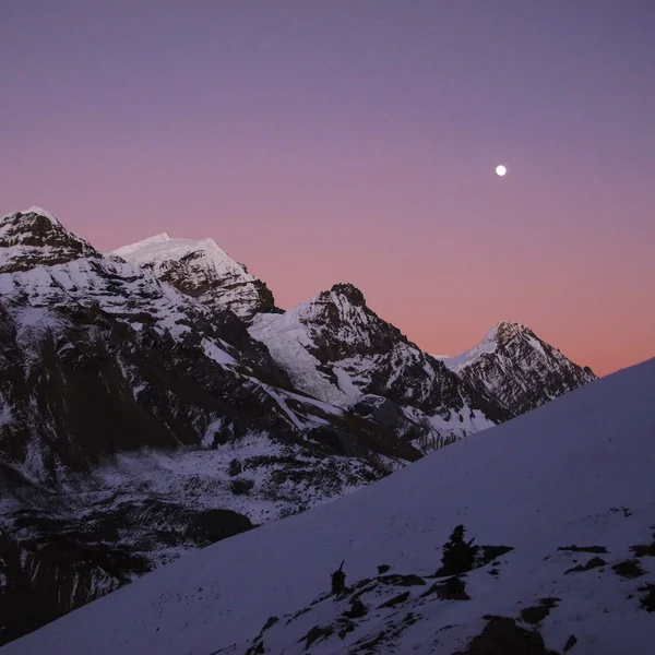Roze zonsondergang in de Himalaya — Stockfoto