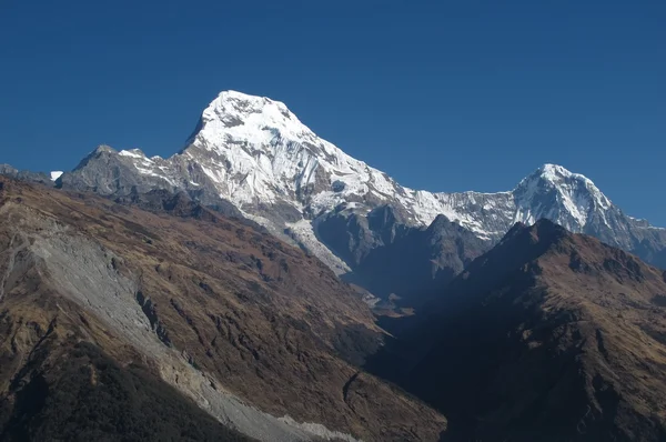 Annapurna south i hiun prześladuje — Zdjęcie stockowe