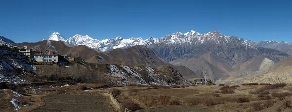 Panoramautsikten från muktinath, nepalムクティナート、ネパールからパノラマ ビュー — Stockfoto