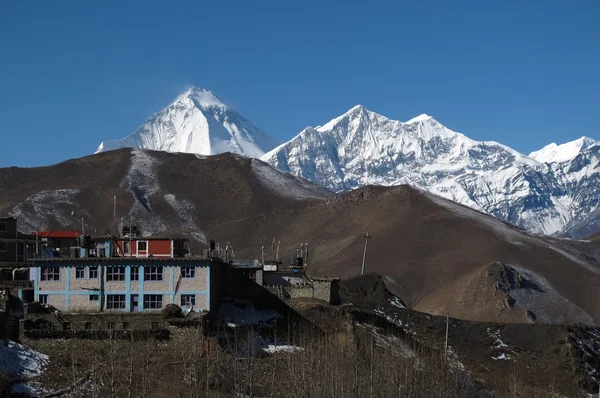 Pic Dhaulagiri et Tukuche, vue de Muktinath — Photo