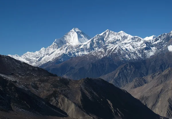 Pohled na Dhaulagiri a vrchol Tukuche — Stock fotografie