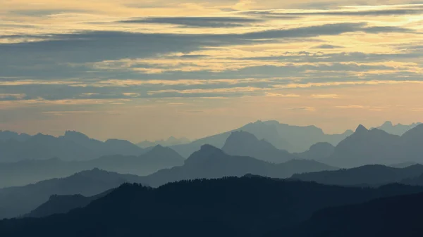 Mystic Summer Morning Swiss Mountains Sunrise — Stock Photo, Image