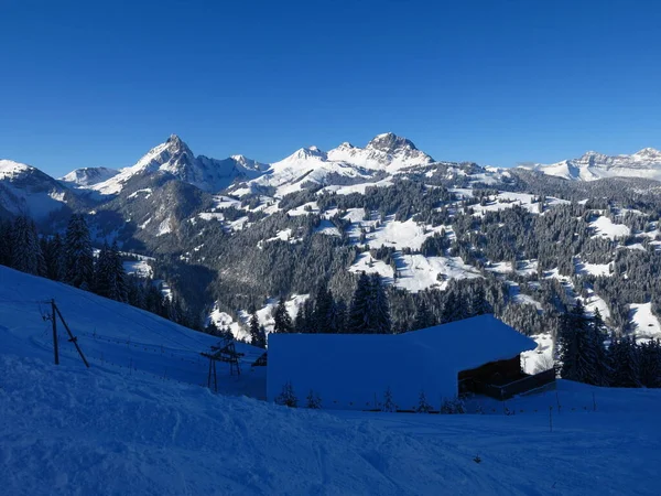 Mountain Ranges Seen Mount Wispile Gstaad — Stockfoto