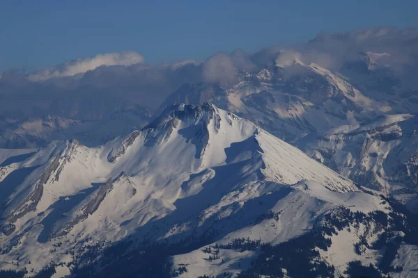 Snow Covered Peaks Seen Mount Pilatus — Stock Photo, Image