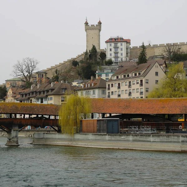 Szene Ufer Der Reuss Dem Fluss Der Durch Luzern Der — Stockfoto