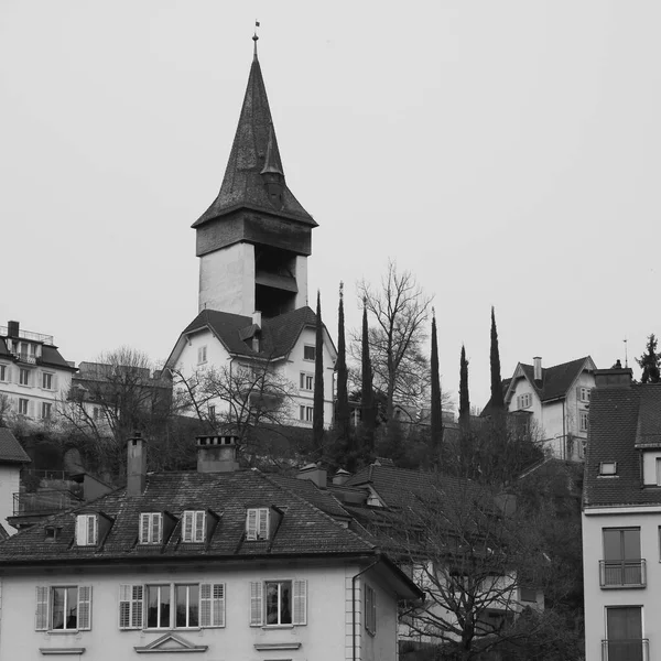 Monochrome Image Luegisan Tower Lucerne — стокове фото