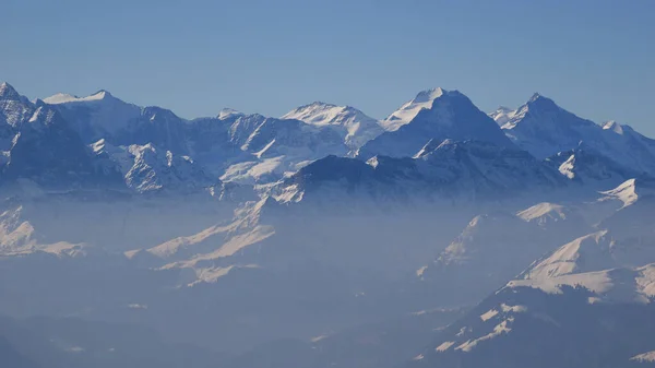 Majestatyczne Góry Eiger Monch Jungfrau Zimie Alpy Szwajcarskie — Zdjęcie stockowe