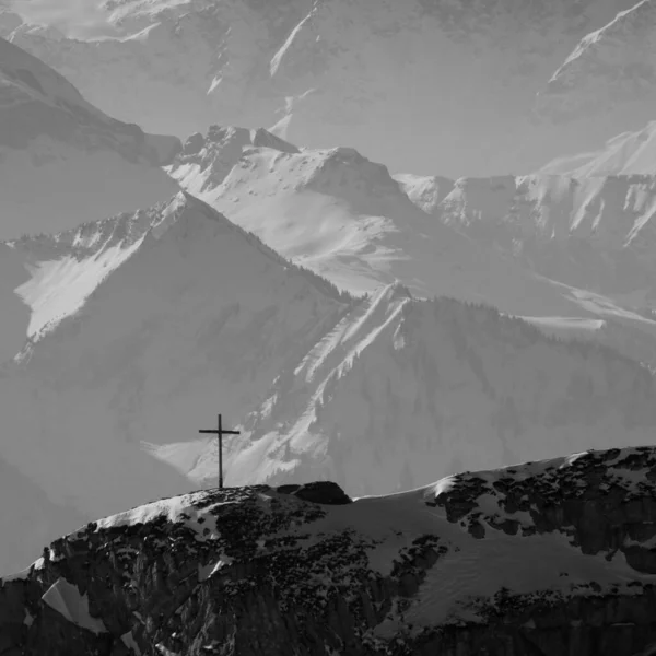 Summit Cross Top Mount Matthorn — Stock Photo, Image