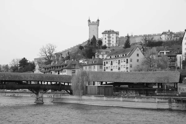 Spreuer Bridge Historisk Träbro Lucerne — Stockfoto