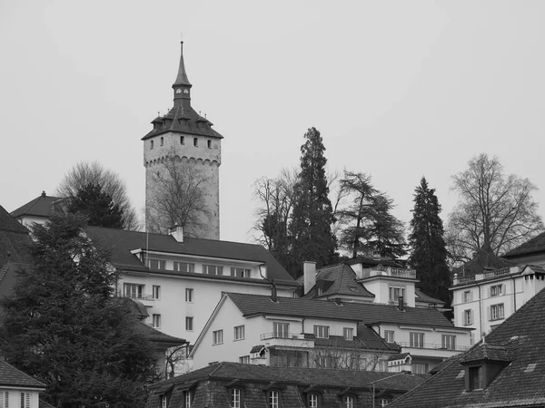 Wachtturm Zabytkowa Wieża Muru Obronnego Musegg Lucerna — Zdjęcie stockowe