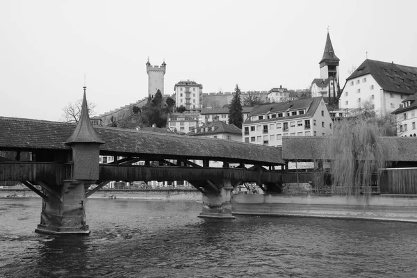 Spreuerbrücke Historische Holzbrücke Luzern — Stockfoto