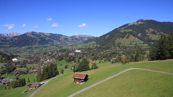 Bergdorp Vakantieresort Gstaad Late Zomer — Stockfoto