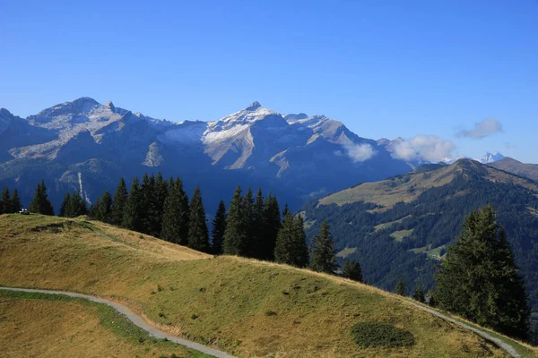 Snow Capped Mount Oldehore Zwitserland — Stockfoto