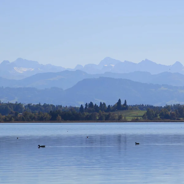 Jezero Pfaeffikon Pohoří Pfaeffikonu Švýcarsku — Stock fotografie