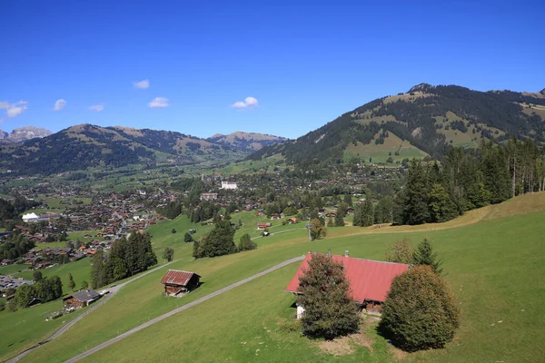 Bergdorp Vakantieresort Gstaad Late Zomer — Stockfoto