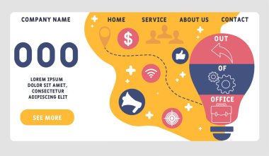 - Ofis kısaltması dışında. İş kavramı geçmişi. Anahtar sözcükler ve simgelerle vektör illüstrasyon kavramı. harf illüstrasyonu web pankartı, el ilanı, iniş simgeleri 