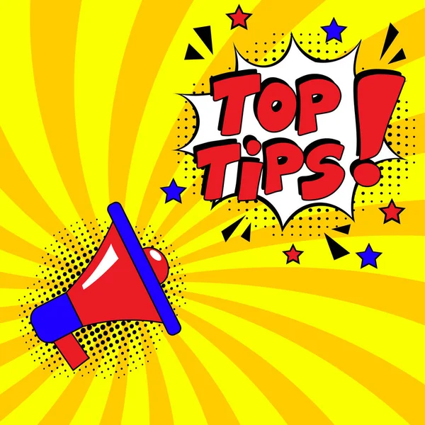 Top Tips Stripboek Explosie Met Tekst Top Tips Vector Heldere — Stockvector