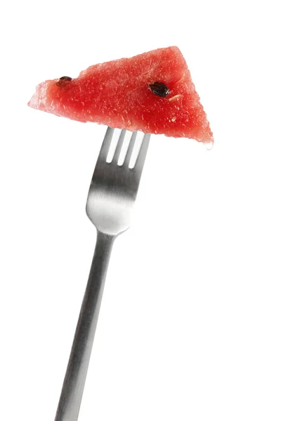 Vattenmelon och gaffel — Stockfoto