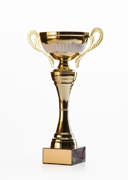 Golden cup of the winner isolated on white background — Stock Photo, Image