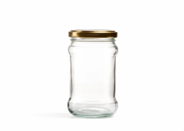Frasco de vidro vazio sobre fundo branco — Fotografia de Stock