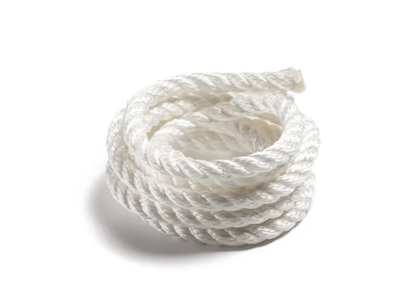 Coil of white rope on isolated background — Stock Photo, Image
