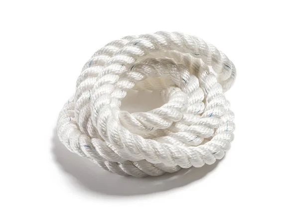 Coil of white rope on isolated background — Stock Photo, Image