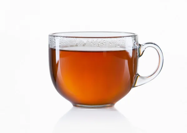 Glass cup of black tea on white background — Stock Photo, Image