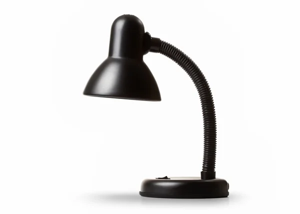 Beyaz izole siyah masa lambası — Stok fotoğraf