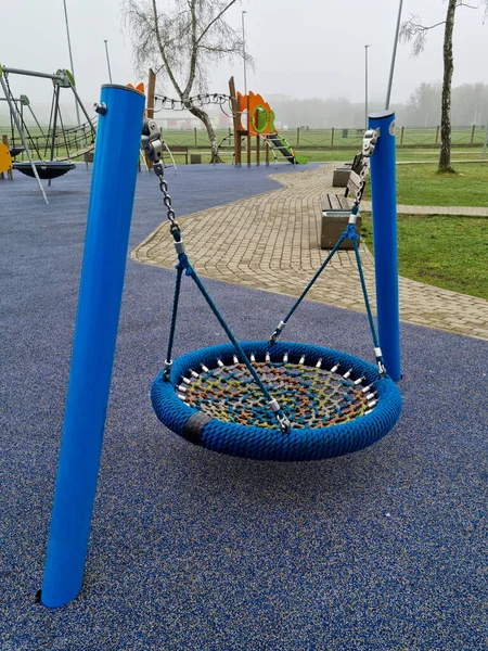 Kinder Playground Modern Infrastructure Public Playground Soft Rubber Coating Park — Stock Photo, Image