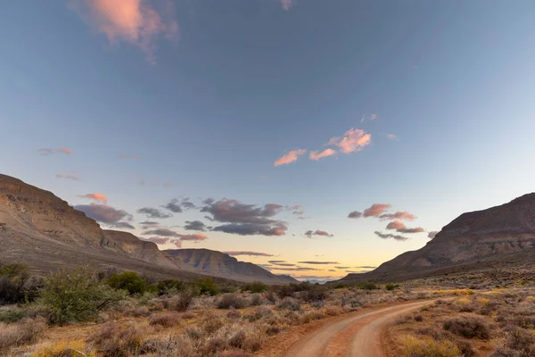 Nuvens Cor Rosa Após Pôr Sol Vale Tankwa Karoo África — Fotografia de Stock