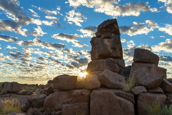 Slunce Třeskne Při Východu Slunce Obři Dětské Hřiště Namibie — Stock fotografie