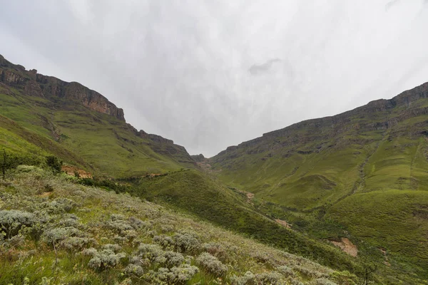 Widok Górę Doliny Sani Pass Drakensberg Rpa — Zdjęcie stockowe