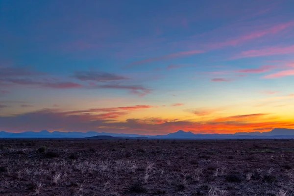 Nuages Orange Rouge Rose Après Coucher Soleil Karoo Afrique Sud — Photo