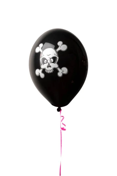 Black Pirate Balloon Skull Isolated White Background — Stock Photo, Image