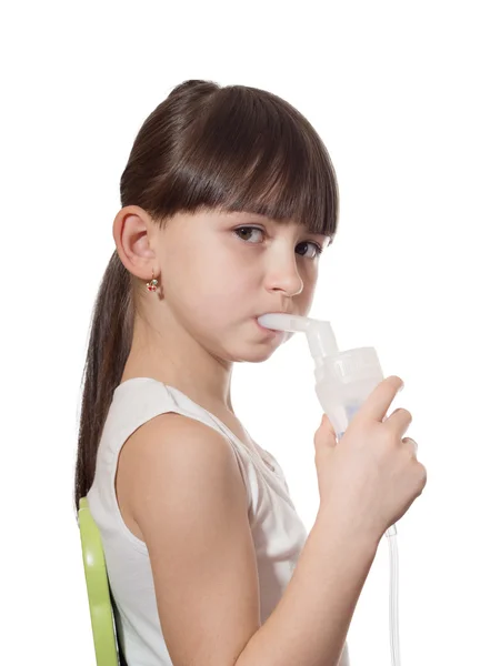 Dziewczyna inhalacji — Zdjęcie stockowe