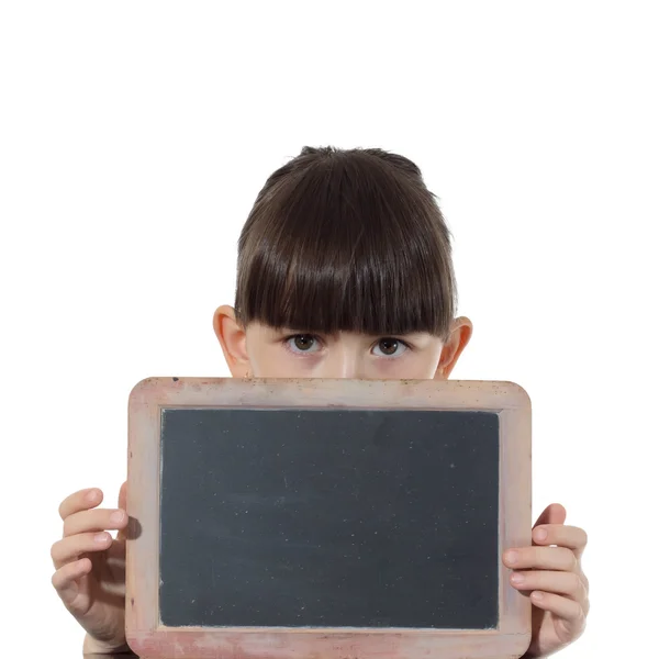 Meisje en schoolbord — Stockfoto