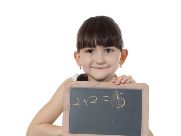 Meisje en schoolbord — Stockfoto