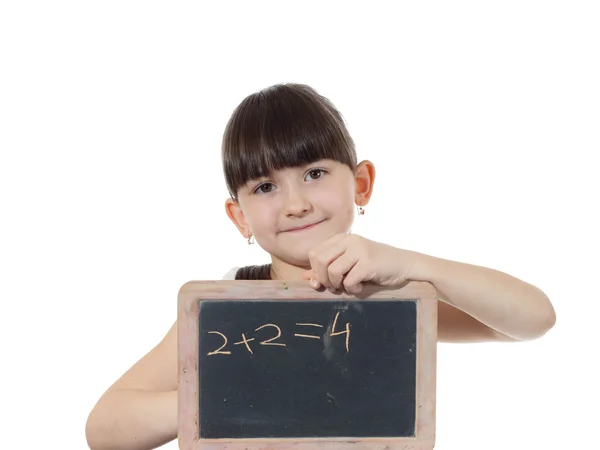 Meisje en schoolbord — Stockfoto