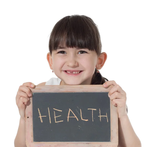 Meisje en schoolbord — Stockfoto